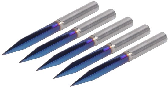 5 stuks V-tip graveerbit met 2 fluiten en 4 mm schacht Wolfraamstaal Rechte freesfrees voor hout, MDF aluminium en acryl Markering en snijwerk Details 4 x 0,3 x 20 — afbeelding 5