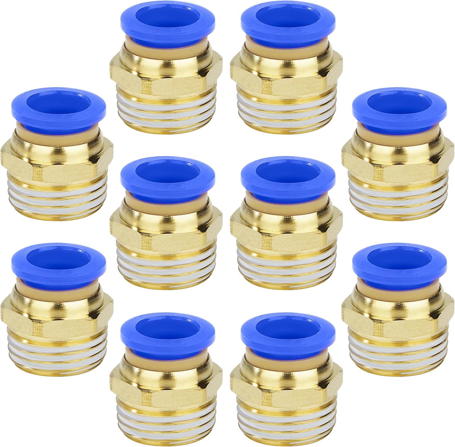 Pneumatic Connectors, Straight, 6mm OD x 1/2 Inch Male Thread, Pneumatic Connector, Copper, Quick Coupling for Hose - ShopVlot