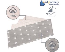 Baby deken 100% Katoenen Wafel 75x100 Medi Partners Dunne Zonder vulling Bilateraal Multifunctioneel knuffeldeken Zacht Delicaat (Sterren met lichtroz