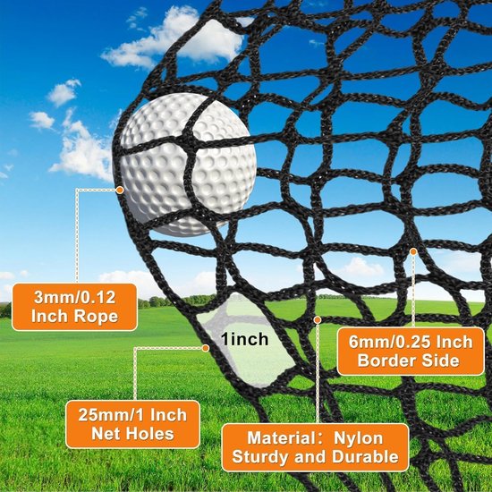 Golfnet 4 x 4 m zwart polyester - duurzaam trainingsnet voor driving range & tuin - ShopVlot — afbeelding 5