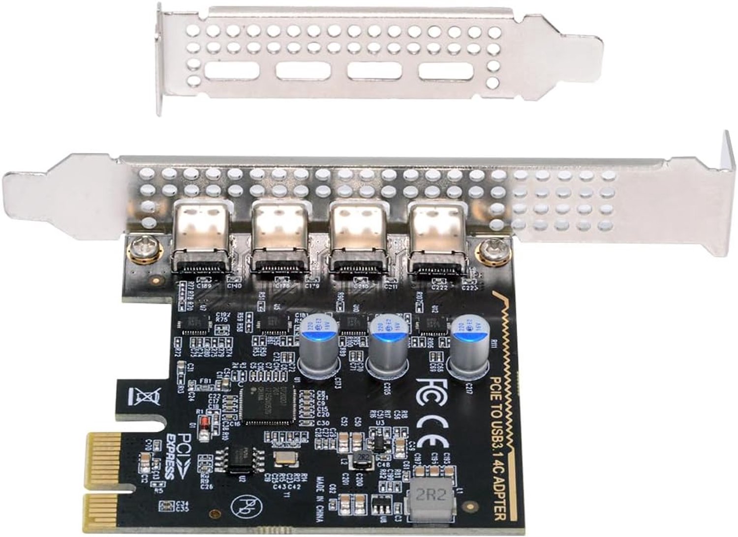CY USB3.1 Gen1 5Gbps Four Port Type-C USB-C Female to PCI-E Express 1x Card Adapter uPD720201 with Low Profile Bracket - ShopVlot