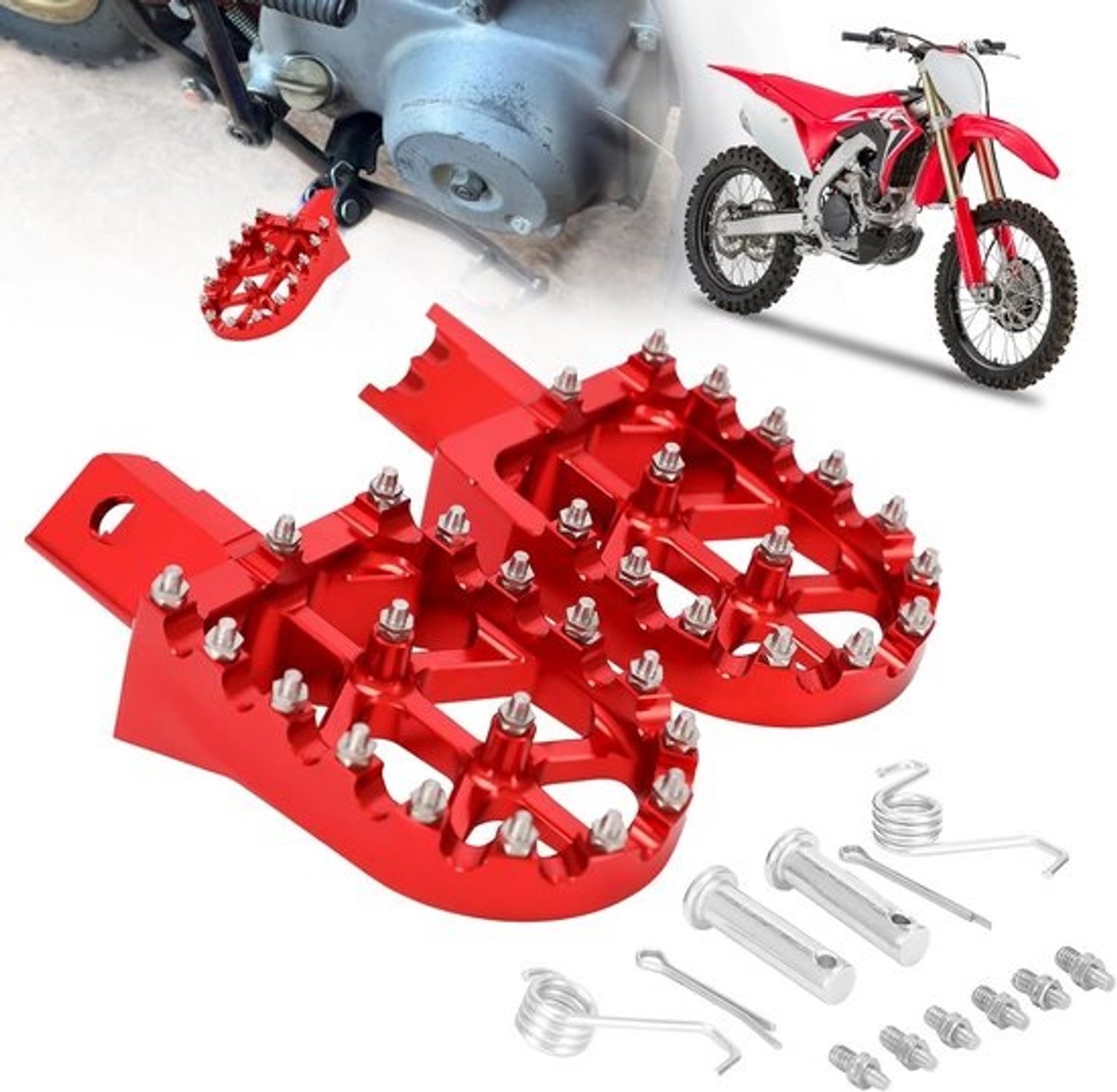 Universele CNC-voetsteunen en voetpedalen - rood, voor Pitbike CRF XR 50 70 110 en Chinese motocross