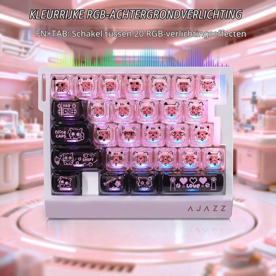 Ergonomisch 29 Toetsen Gaming Toetsenbord met RGB Verlichting voor Eén Hand - Zwart Roze — afbeelding 5