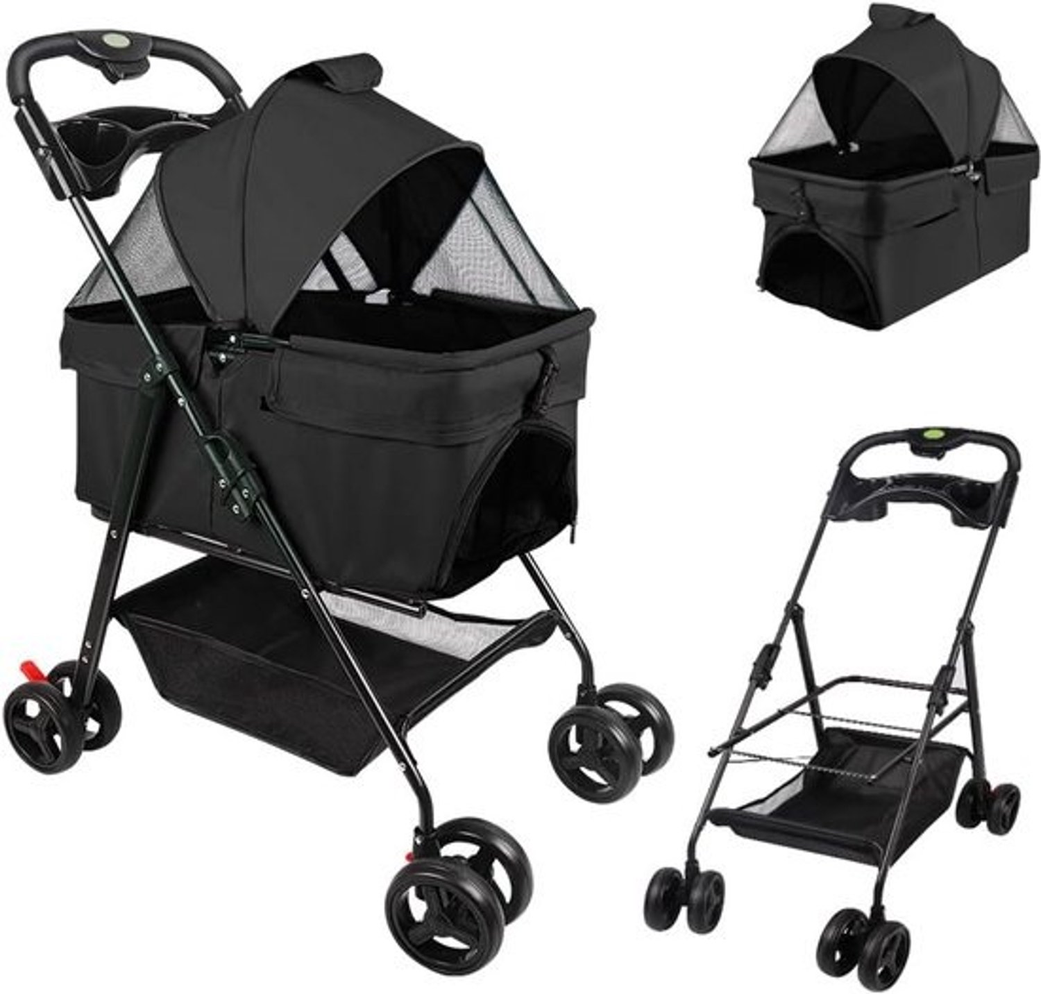 Opvouwbare 3-in-1-hondenbuggy en kattenwagen tot 20 kg