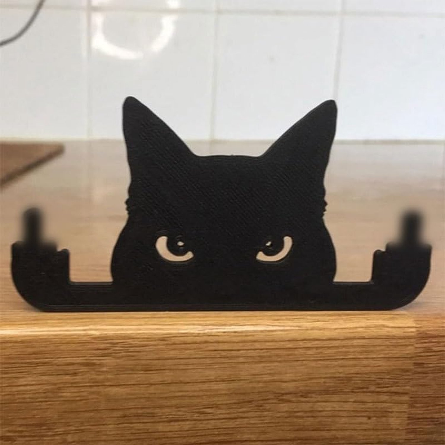 Zwarte houten kat Middelvinger figuur Binnen Buiten Weerbestendig Tuindecoratie Grappig ornament voor balkon Terras Huis Grappige sculptuur Tuinliefhebbers Tuindecoratie Buiten