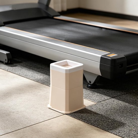 2 Stuks Stapelbare Treadmill Incline Riser Blocks Antislip Verstelbare Verhogers voor Thuis Gym Stevige Steunpoot Pads voor Nivelleren Hellende Training Beige — afbeelding 2