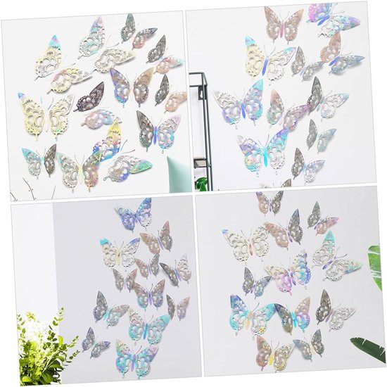 24stuks Vlinders Wanddecoratie Stickers Kleurrijke Muurstickers Voor Feestjes Kinderkamers Duurzame Eenvoudig Aan Te Brengen Decoraties Voor Thuis — afbeelding 4