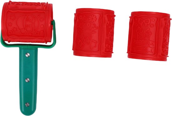 Reliëf Deegroller, 12 Kerstpatronen Cookie Stamp Roller met Vervangbare Koppen voor Bakken, Home Kitchen Tool — afbeelding 5