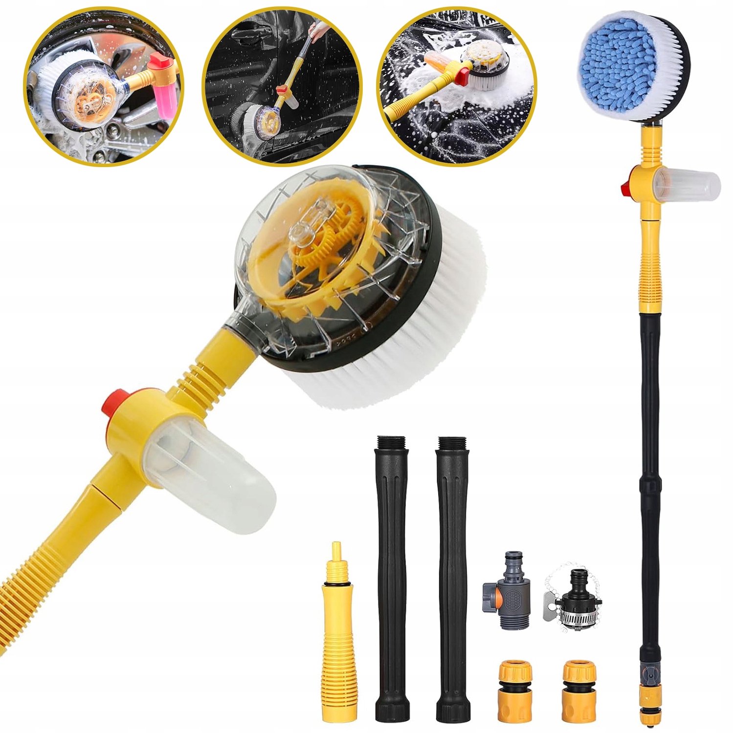 Merkloze Roterende Auto Wasborstel met Schuimdispenser - 100cm