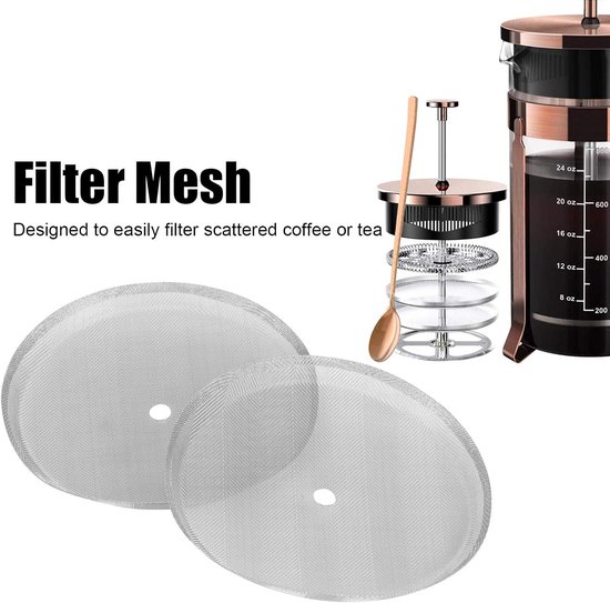 10 Stuks 304 Roestvrijstalen Koffiepersfilter, Vervangingsgaas met een Diameter van 3,7 Inch, Fijn Schermfilter voor Koffie en Thee, Ideaal voor 1000 Mm Perspot (150 korrel) — afbeelding 2