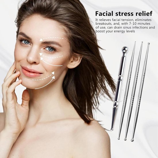 4 stuks Acupressuurpen, Meridianpen, Acupunctuurpen, roestvrij staal Acupressuur Pen, Multifunctionele Meridianpen Staaf voor Massage, Acupressuur en Acupunctuur — afbeelding 4