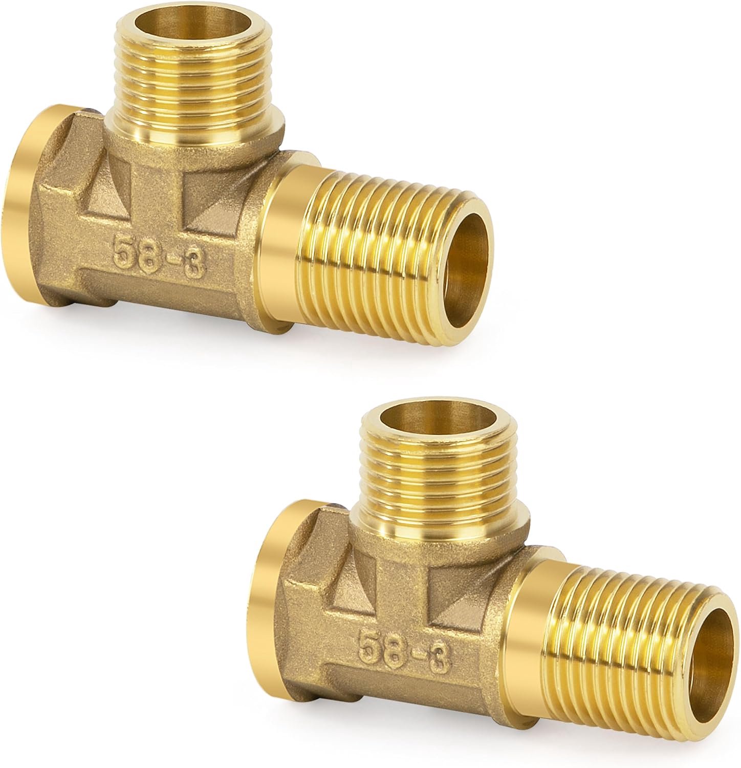 3-weg mobiele T-vormige messing connector, 1/2 adapters voor toiletaansluitingen, inversieventiel T-connector voor het aansluiten van lucht/water/koppelingsslangen