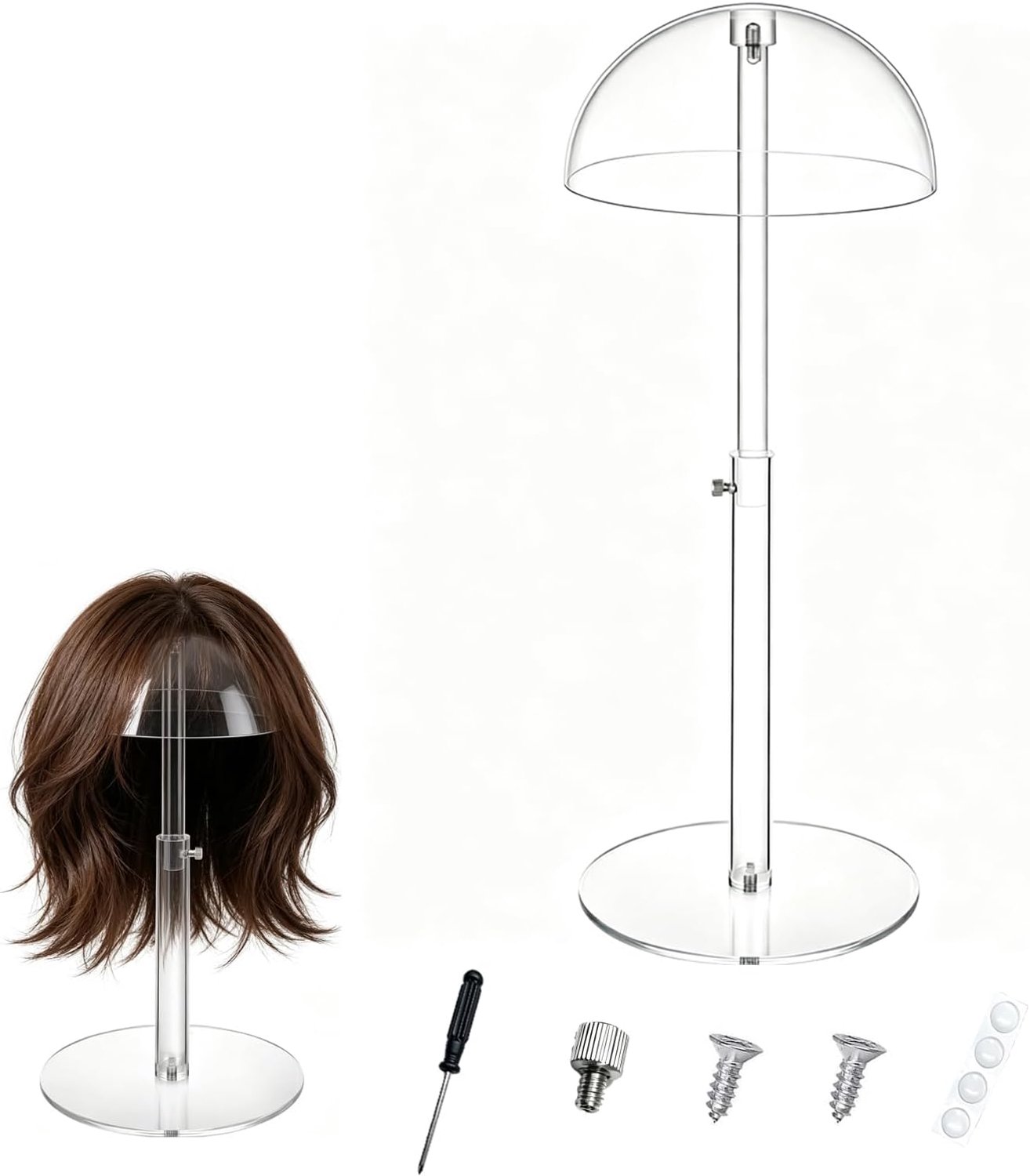 Hoedstandaard van acryl, 40 cm, doorzichtige gebogen kapstandaard, cowboyhelmen, afneembare pruikenhouder voor detailhandel, salons en thuis