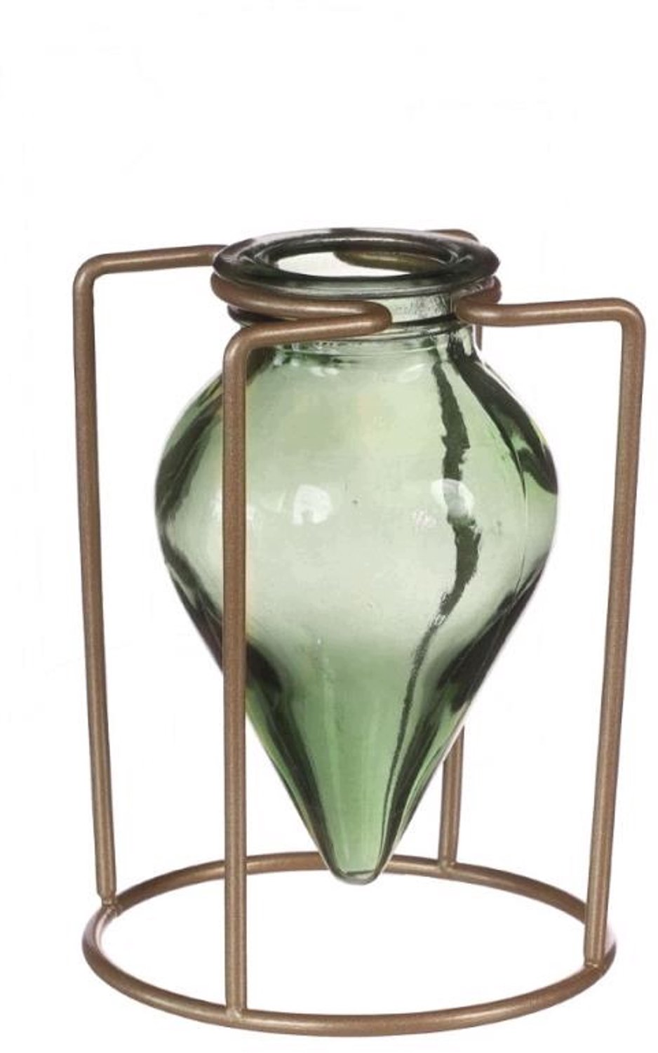 Glazen Vaas met Metalen Standaard - Decoratief, Ø8,5 x 11 cm