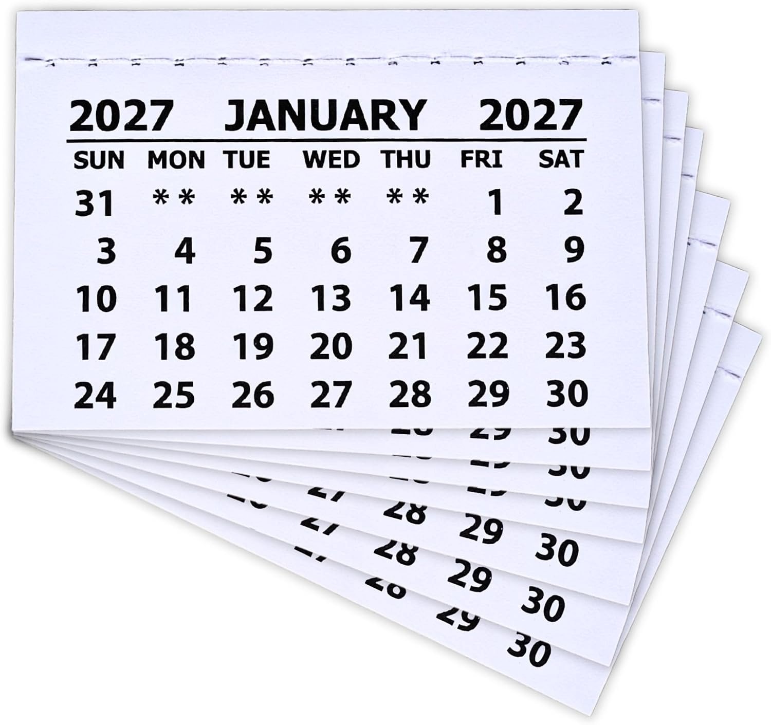 2026 Kalender Tabs Mini Jaar Planner Kalender Pads - Gestikte Witte Papieren Kalender voor Gepersonaliseerd Cadeau Kleine Bureaukalender Perfect voor Handgemaakte Feestelijke Ambachten Thuis Klas of