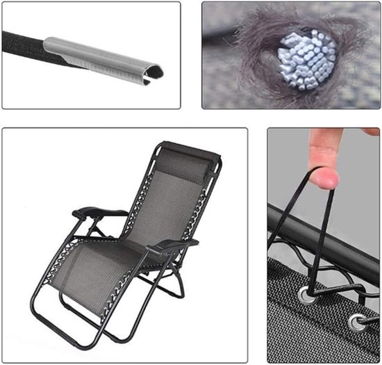 Relax ligstoel, elastisch koord, zonnebed, tuinstoel, strandstoel, vervanging, elastisch koord, patiostoel, elastisch koord draad — afbeelding 4