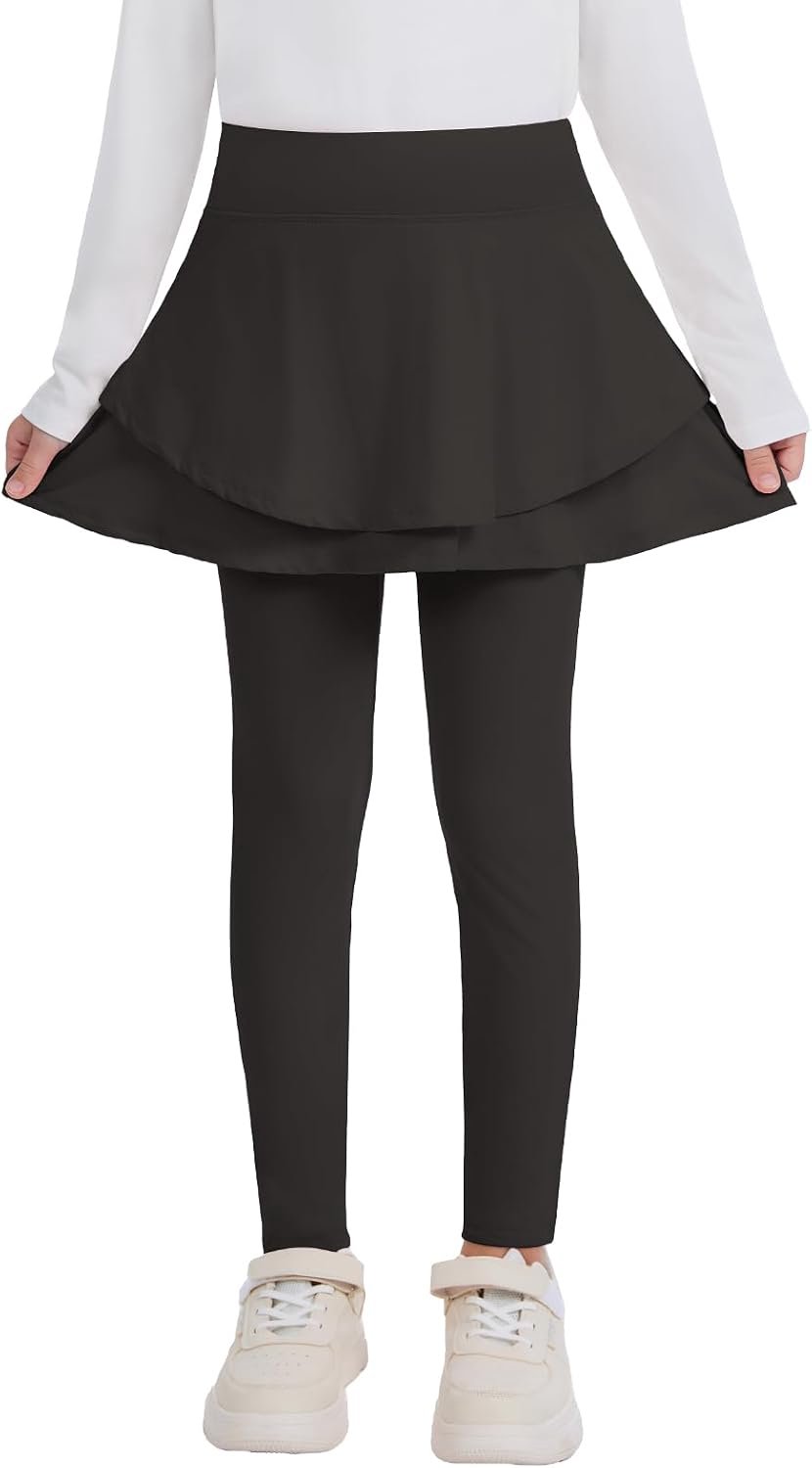 Meisjesleggings met rok, stretch, thermische leggings met ruches, 4-14 jaar/105-165 cm, ballet, tutu lange broek, warme tennisrok, panty