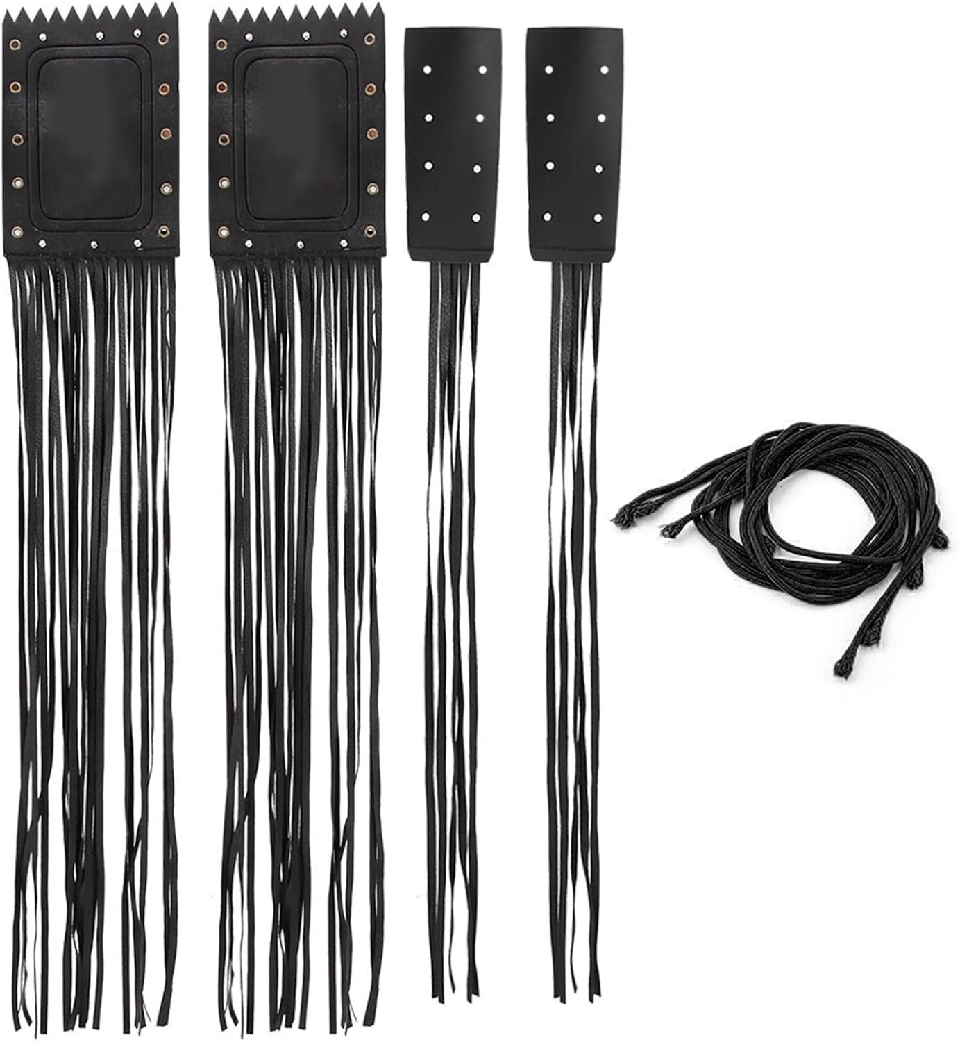 Motorfiets Stuur Kwastje Fringe Grip Cover Universeel Synthetisch Leer Zwart 20 Inch 2 Stuks Voor Cruiser Chopper Bobber Custom