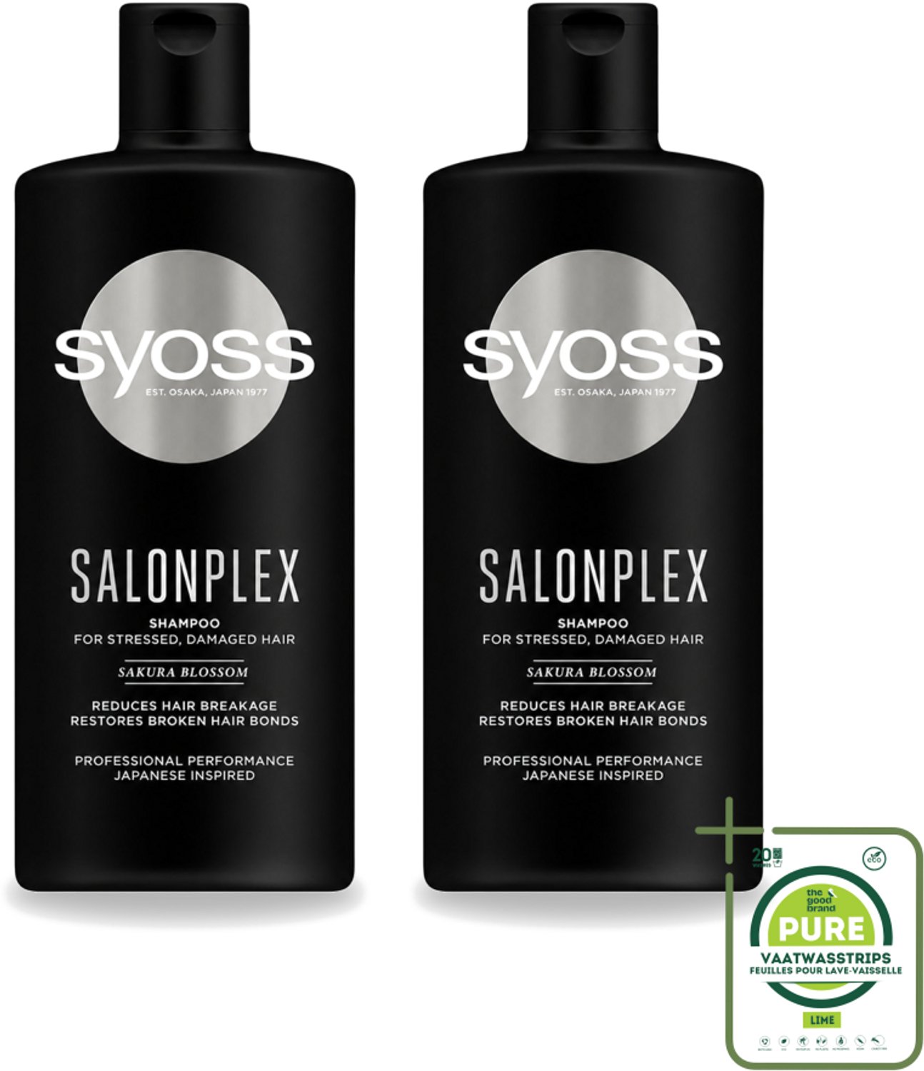 2 x Syoss Salonplex Shampoo - Shampoo - Bescherming - 440 ml - Grootverpakking - Vaatwasstrips - Shampoo Haar Bescherming - Salonplex Shampoo - Haar Herstel - Gekleurd Haar Bescherming - Haarkleur Behoud
