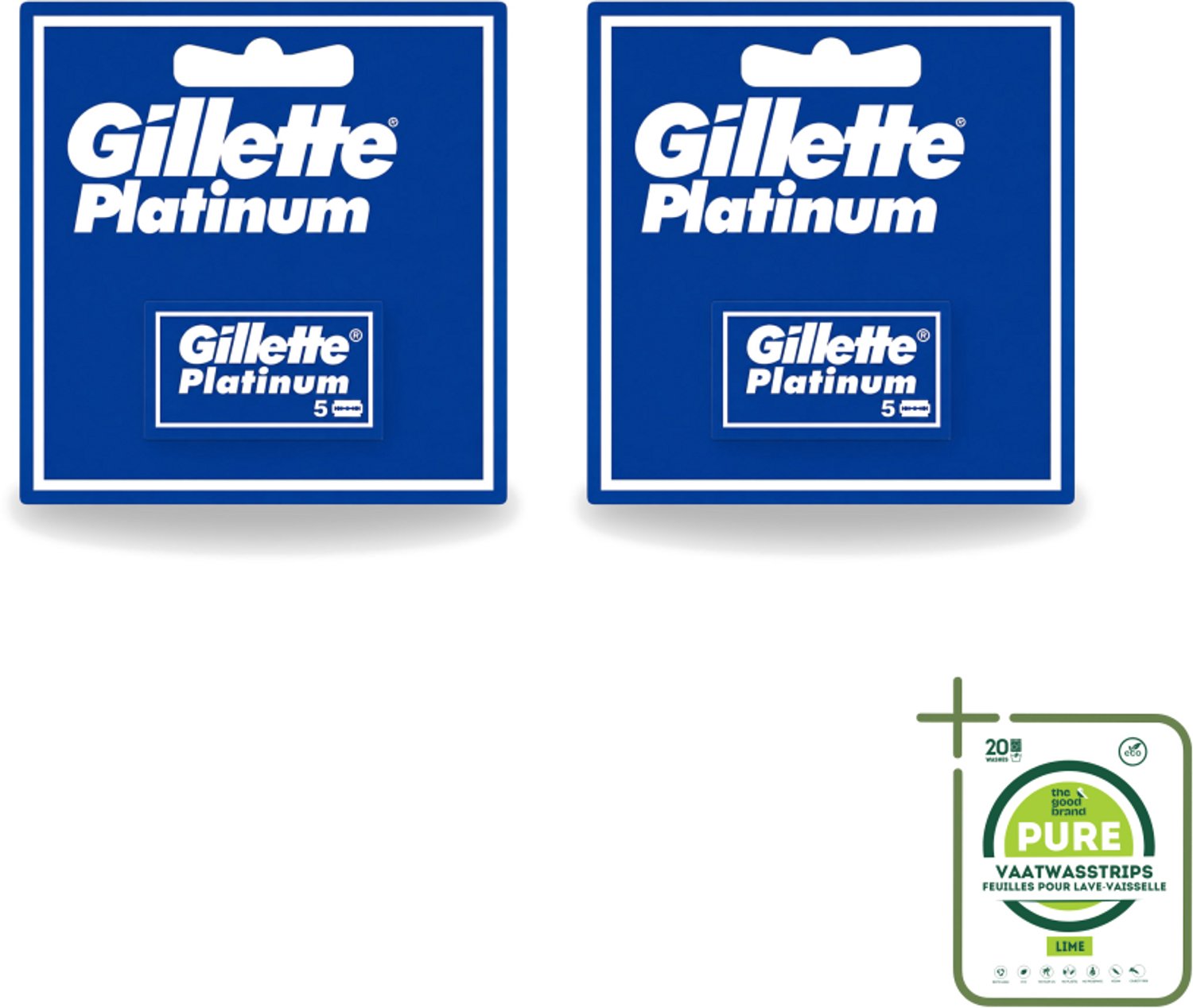 2 x Gillette - Platinum - Extra scherpte - 5 Navulscheermesjes - Grootverpakking - Scheermesjes - Scherpe Mesjes - Safety Razor - Platina-coating - Double Edge