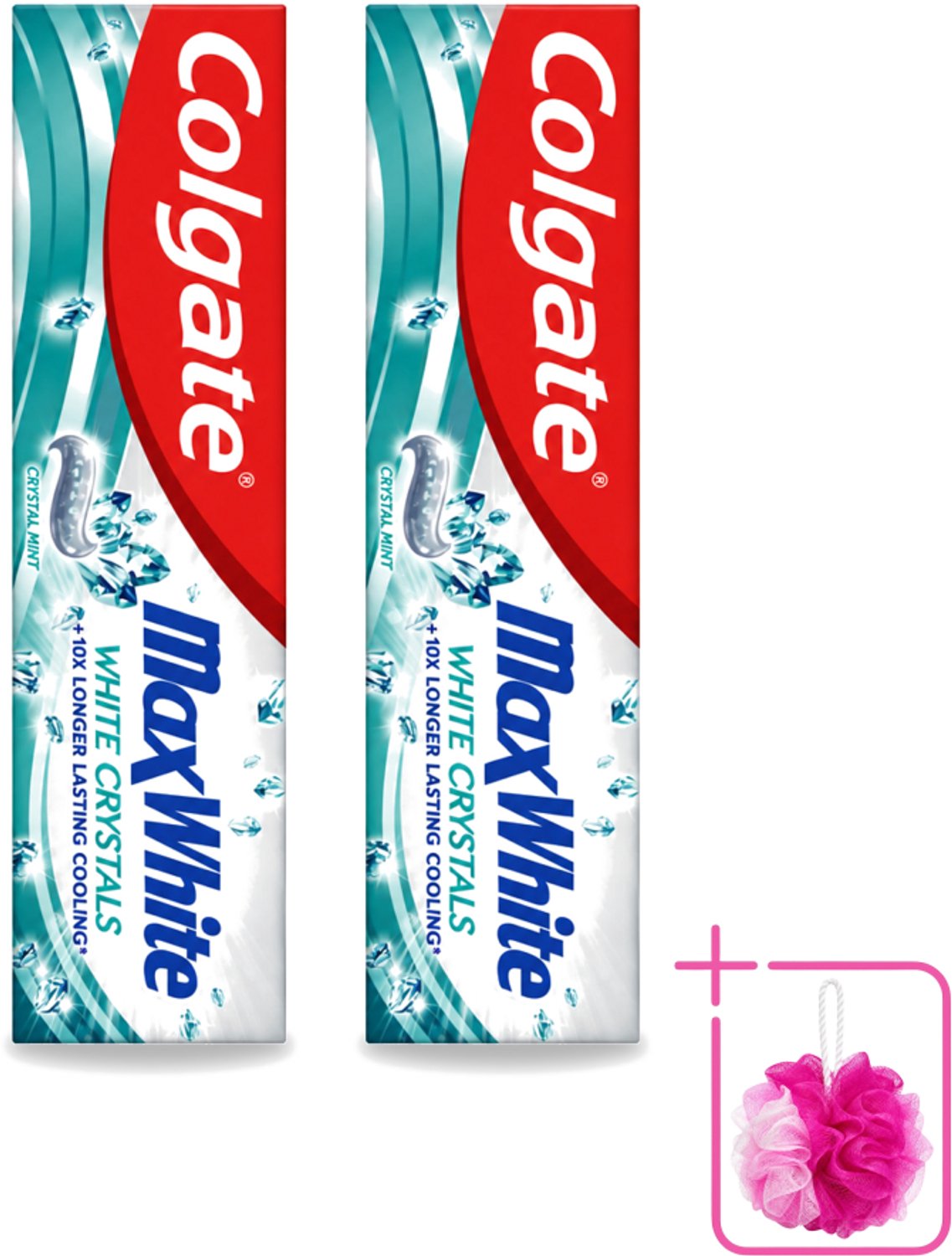 2 x Colgate - Max White - Whitening Crystals - Tandpasta - 100ml - Bulkverpakking - Witte tanden - Douchemop - Tanden reinigen