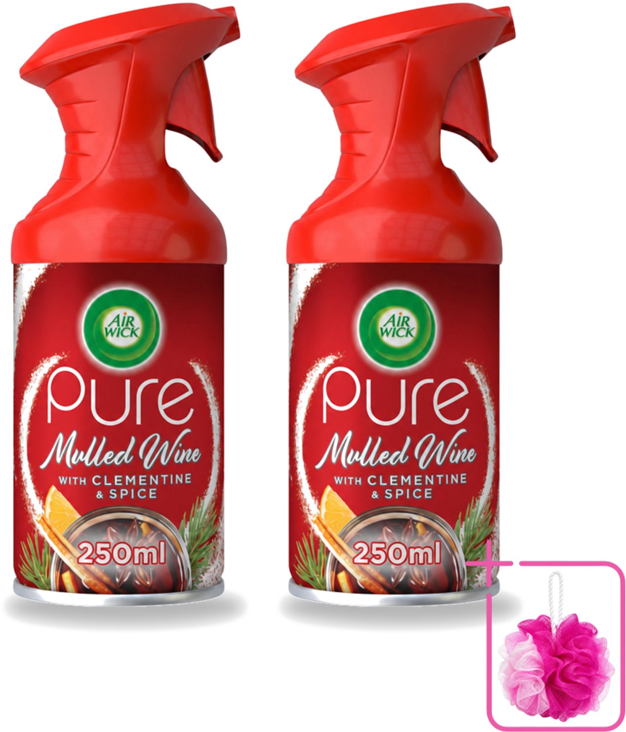 2 x Air Wick – Luchtverfrisser Spray – Pure Mulled Wine – 250 ml - Bulkverpakking - Luchtverfrisser - Warme geur