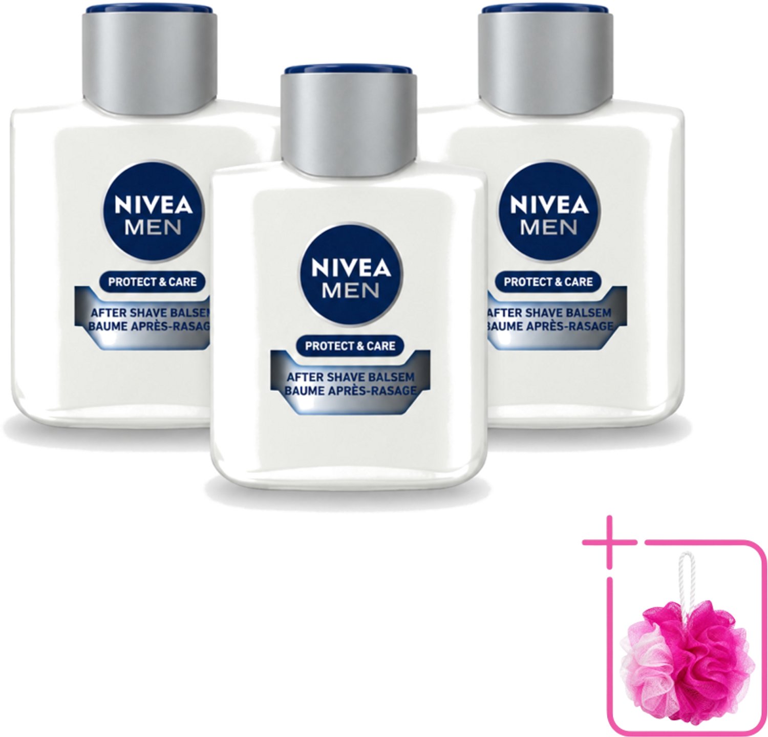 3 x Nivea - Men - Protect & Care Aftershave Balsem - Balm - 100 ml - Bulkverpakking - Aftershave balsem - Douchemop - Huid verzorging