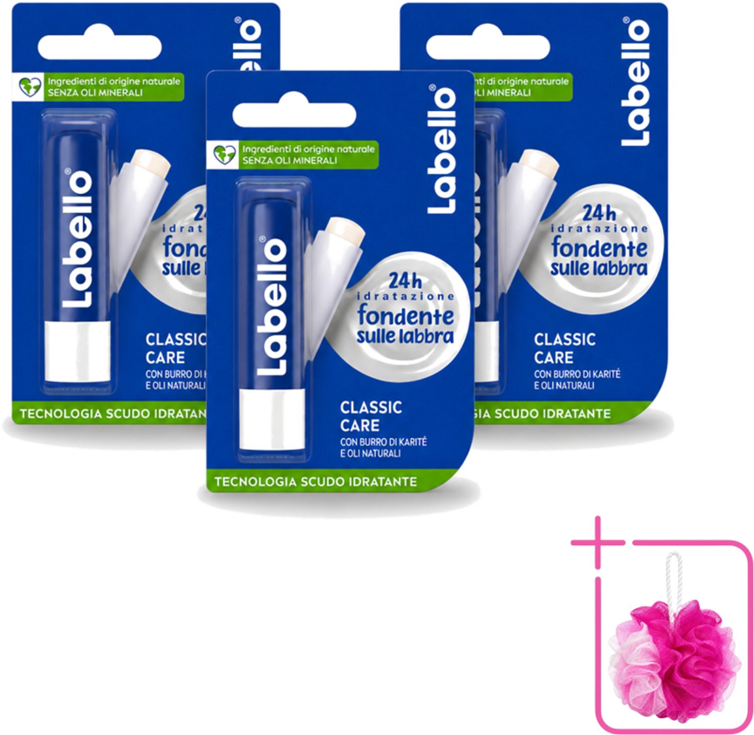 3 x Labello - Classic Care - Lippenbalsem - Voedend & Beschermend - 5.5 ml - Bulkverpakking - Lippenbalsem - Douchemop - Lippenverzorging