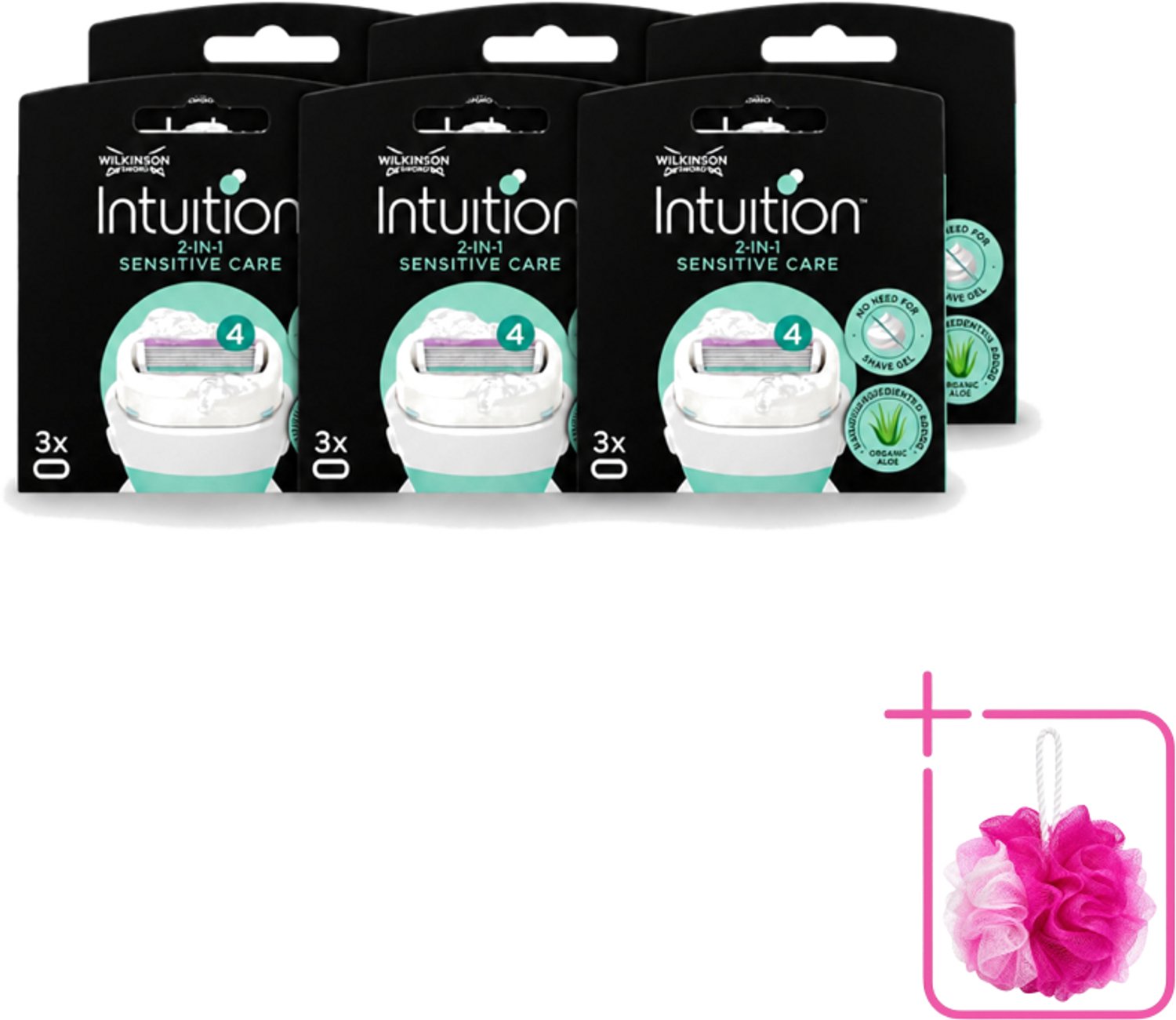 6 x Wilkinson – Scheermesjes – Intuition Dry Skin Sensitive Care – 3 Scheermesjes - Bulkverpakking - Gevoelige huid - Scheermesjes