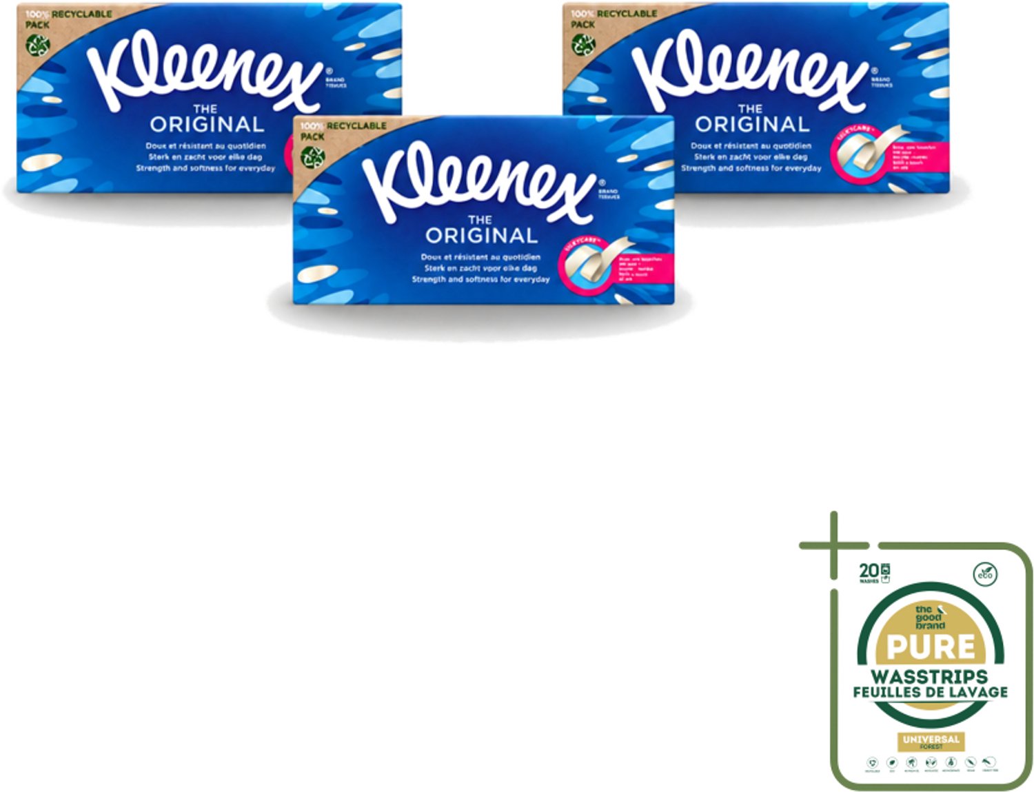 3 x Kleenex - Tissues - The Original - Voor Dagelijks Gebruik - 72 Stuks - Tissues - Neus Snuiten - Zachte Tissues - Sterkte - Gezin