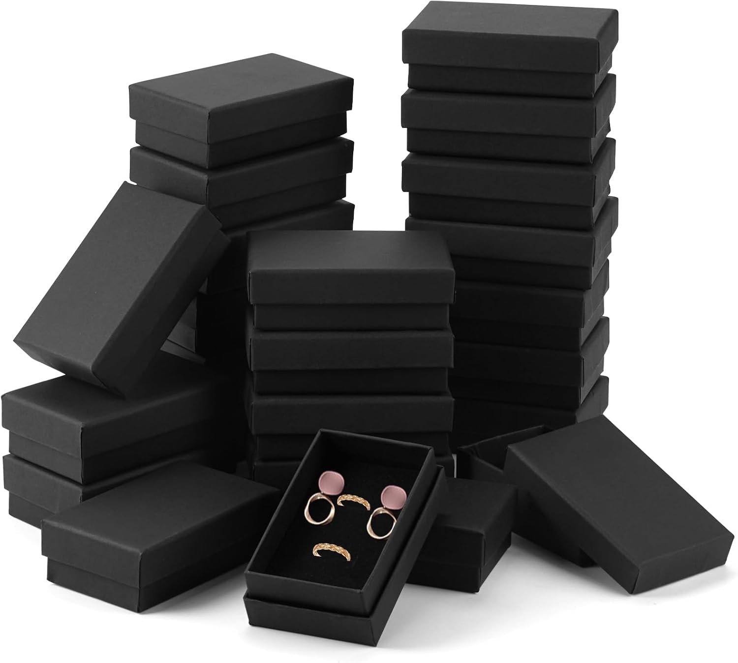 Kleine Zwarte Cadeauboxen met Sponsinleg - Perfect voor Geschenken, Verjaardagen en Feestdagen - Afmetingen 8x5x2.4 cm
