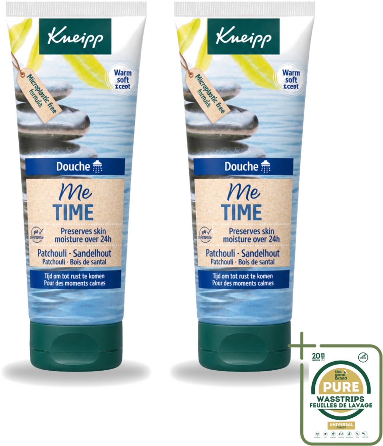 2 x Kneipp – Douchegel – Me Time Patchouli & Sandelhout – 75 ml - Wasstrips - Douchegel - Ontspanning - Me-time - Patchouli - Sandelhout