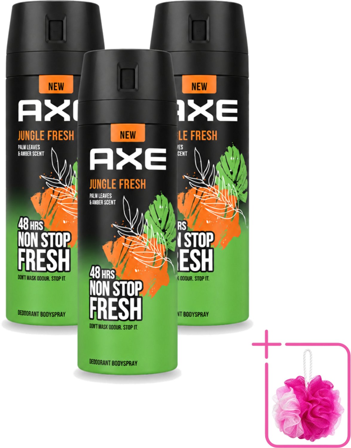 3 x Axe – Deodorant Bodyspray – Jungle Fresh – 150 ml - Bulkverpakking - Frisse geur - Lichaamsgeur bestrijding