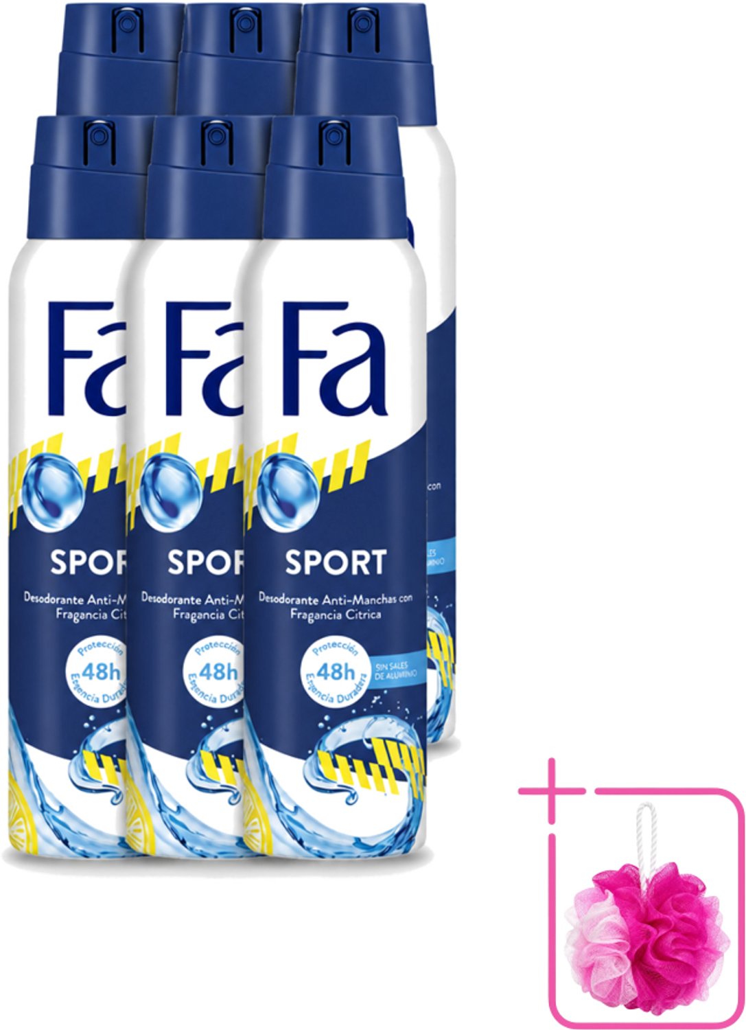 6 x Fa - Deodorant Spray - Sport - Citroen - Tegen Vlekken - 48 uur Bescherming - 150 ml - Bulkverpakking - Sport deodorant - Citroen deodorant