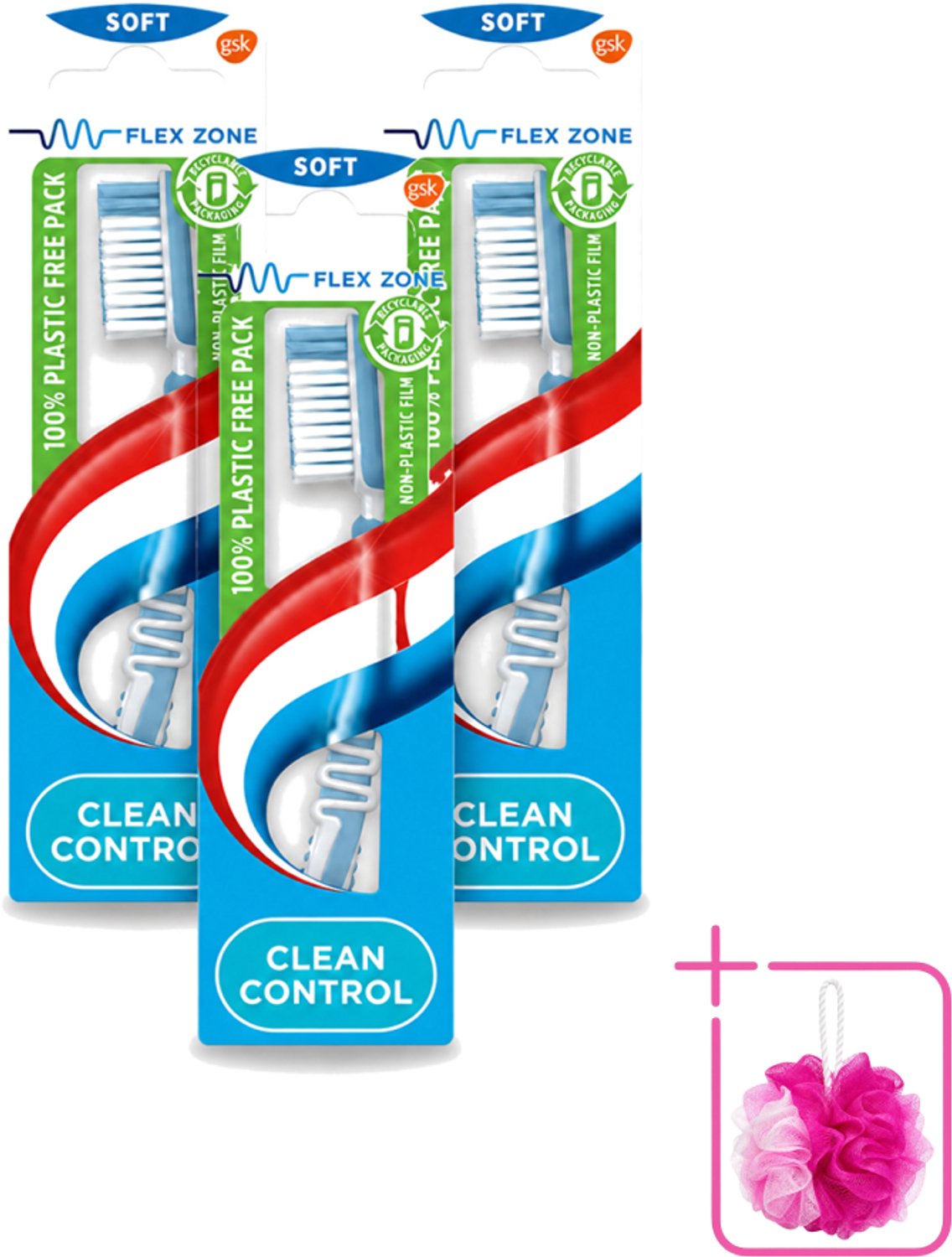 3 x Aquafresh - Tandenborstel - Clean Control - Soft - Zachte Reiniging - 1 Tandenborstel - Bulkverpakking - Tandenborstel - Tandenborstel zacht