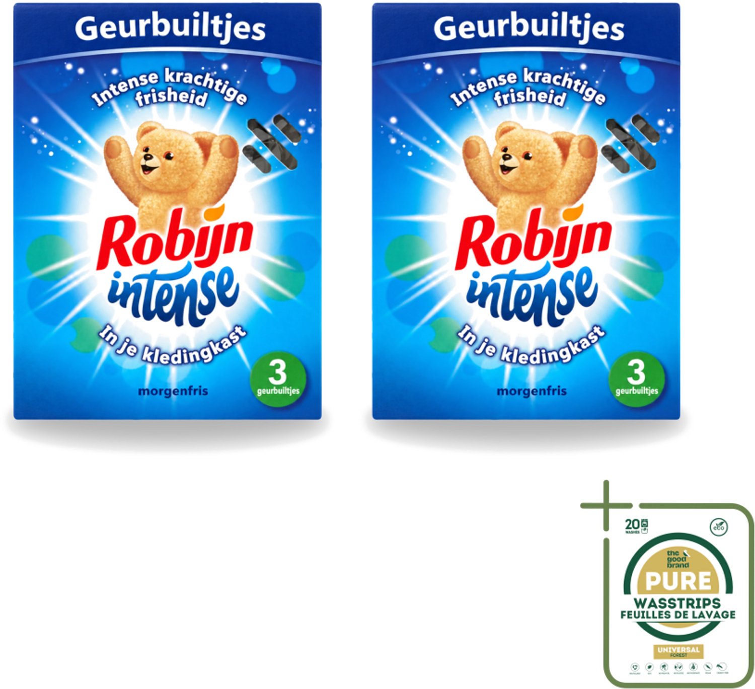 2 x Robijn - Intense - Geurbuiltjes - Langdurige Geur - Intense Frisheid - 3 Geurbuiltjes - Wasstrips - Geur In Kleding - Langdurige Geur - Frisse Geur - Geurbuiltjes - Kledingkast Geur