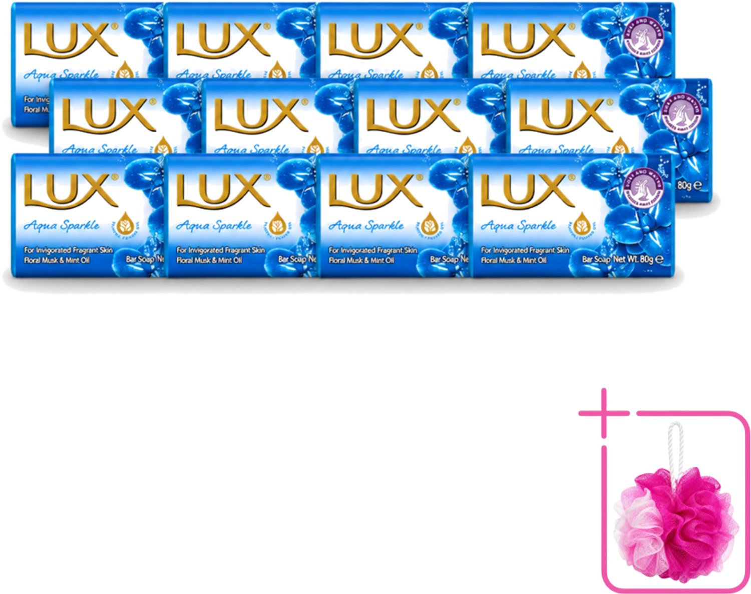 12 x Lux - Zeep - Aqua Sparkle - Hydraterend - Verkwikkende Geur - 80 g - Bulkverpakking - Zeep - Douchemop - Reinigen