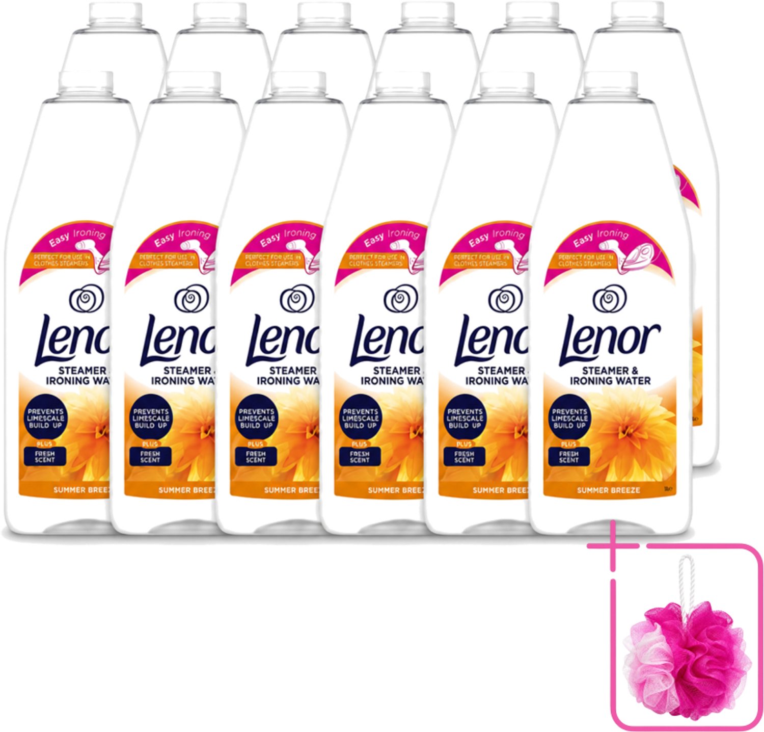 12 x Lenor - Strijkwater - Summer Breeze - Textielverfrisser - 1000 ml - Bulkverpakking - Strijkwater - Douchemop - Zomerse geur