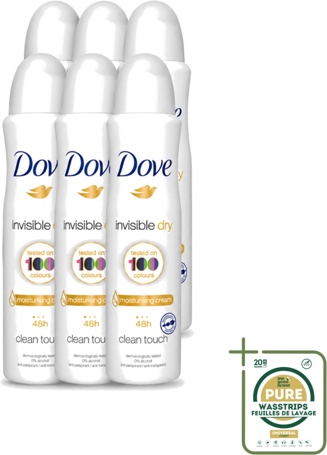 6 x Dove - Deodorant - Invisible Dry - Onzichtbare bescherming - 250 ml - Wasstrips - Onze Bescherming - Onzichtbaar - Zweet En Geur - Vlekken - Donkere Kleding