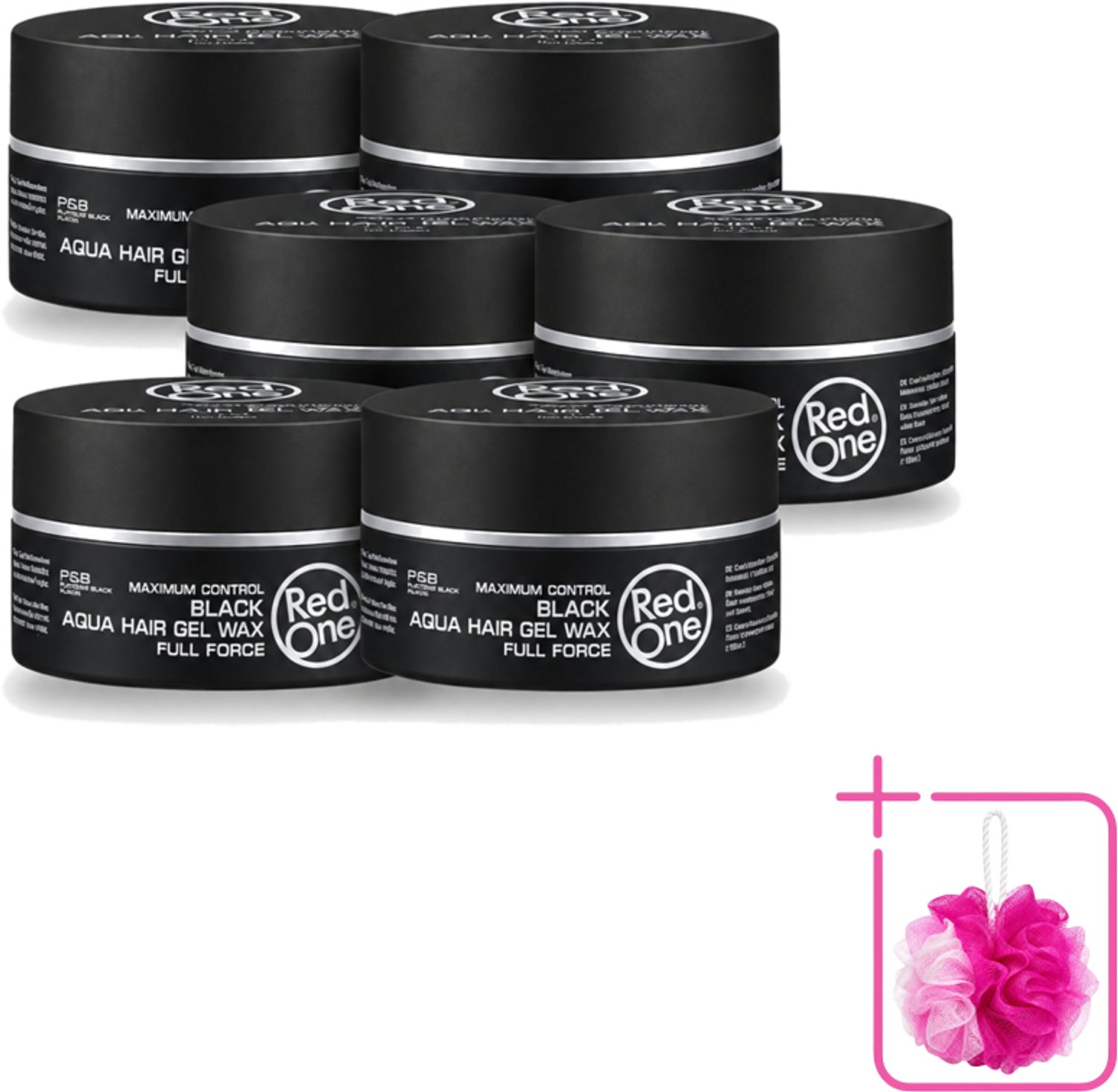 6 x Red One - Haarwax - Black - Aqua Hair Gel Wax - Voor Krachtige Fixatie & Glans - 150 ml - Bulkverpakking - Haarwax - Haargel