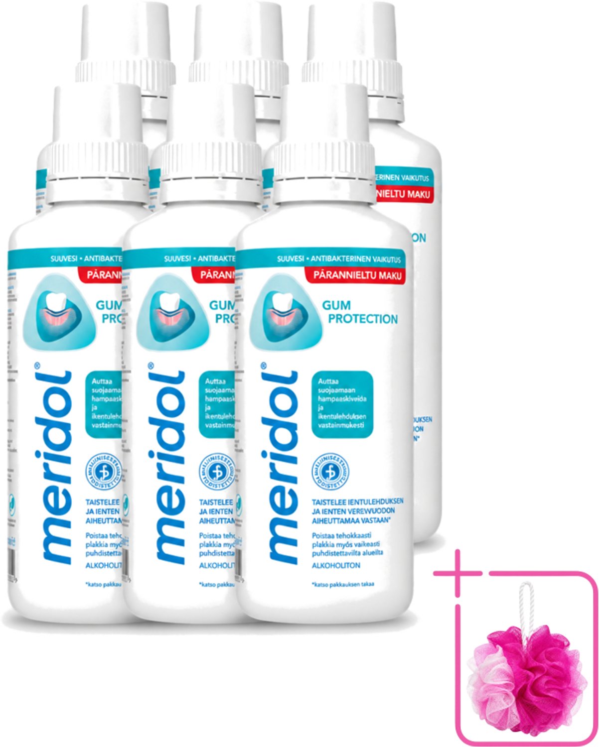 6 x Meridol - Mondspoeling - Dagelijkse Mondverzorging - Voorkomt Tandvleesproblemen - 400 ml - Bulkverpakking - Mondspoeling - Douchemop - Tandvleesverzorging