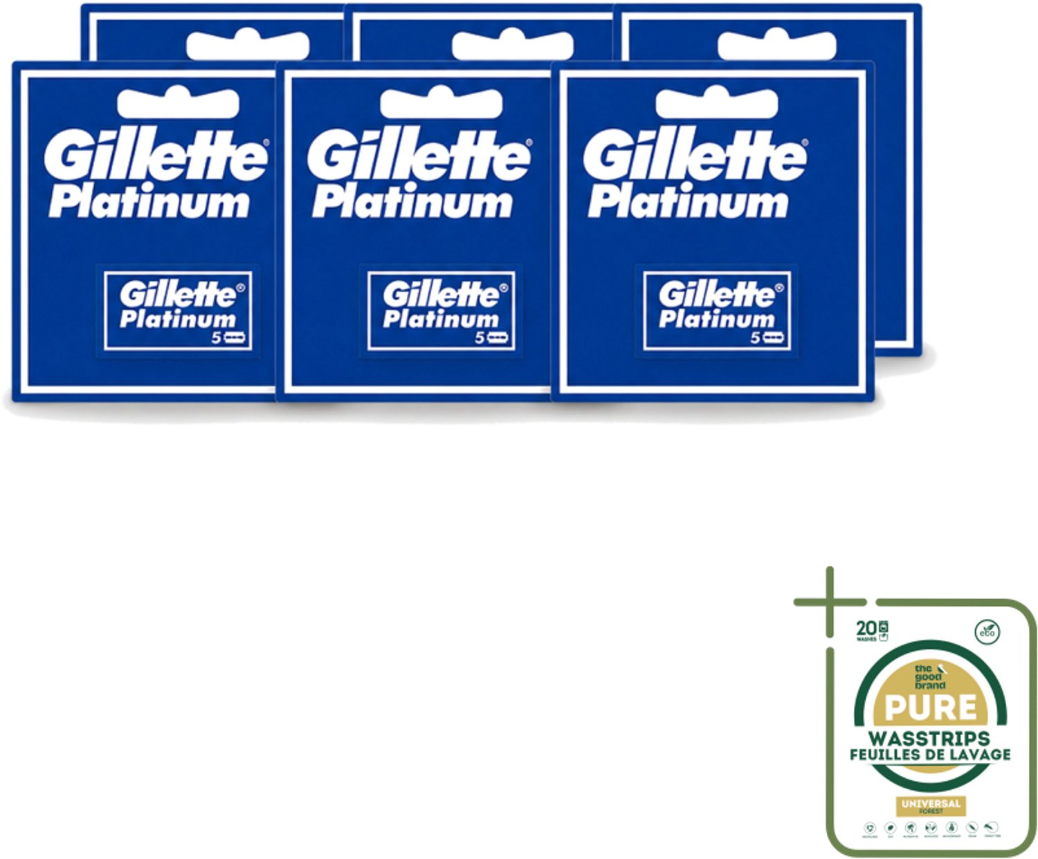 6 x Gillette - Platinum - Extra scherpte - 5 Navulscheermesjes - Scheermesjes - Safety Razor - Double Edge - Platina-coating - Scherpte