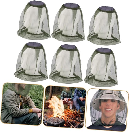 6 Stuks Delige Ademende Netkap met Insectenbescherming Ventilatie Rondom Geschikt voor Heren Dames voor Wandelen Buitenactiviteiten — afbeelding 4