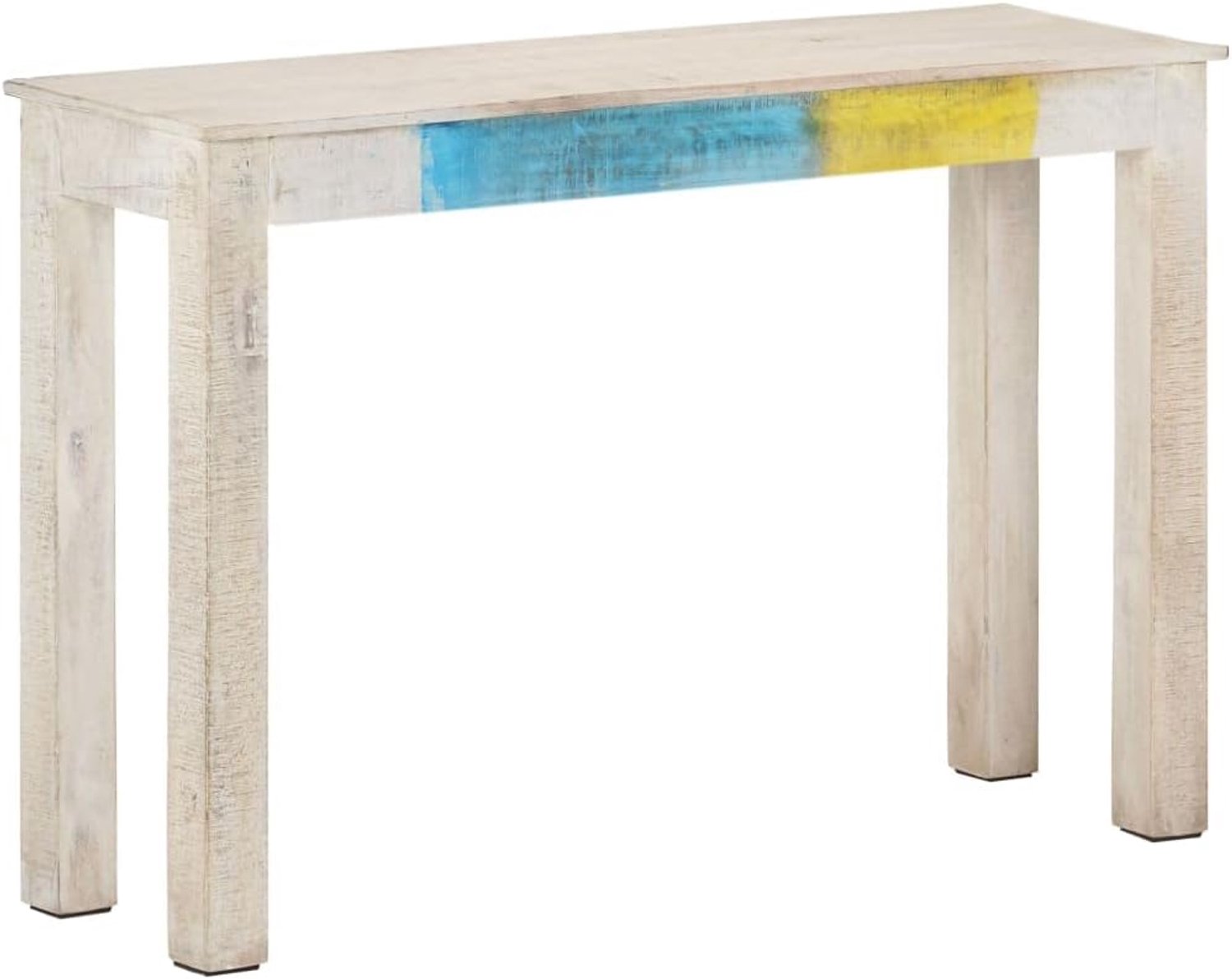 Consoletafel, bijzettafel, salontafel, woonkamertafel, theetafel, bijzettafel, geschikt voor woonkamer, slaapkamer, kantoor, hal, wit, 115 x 35 x 77 cm, ruw mangohout