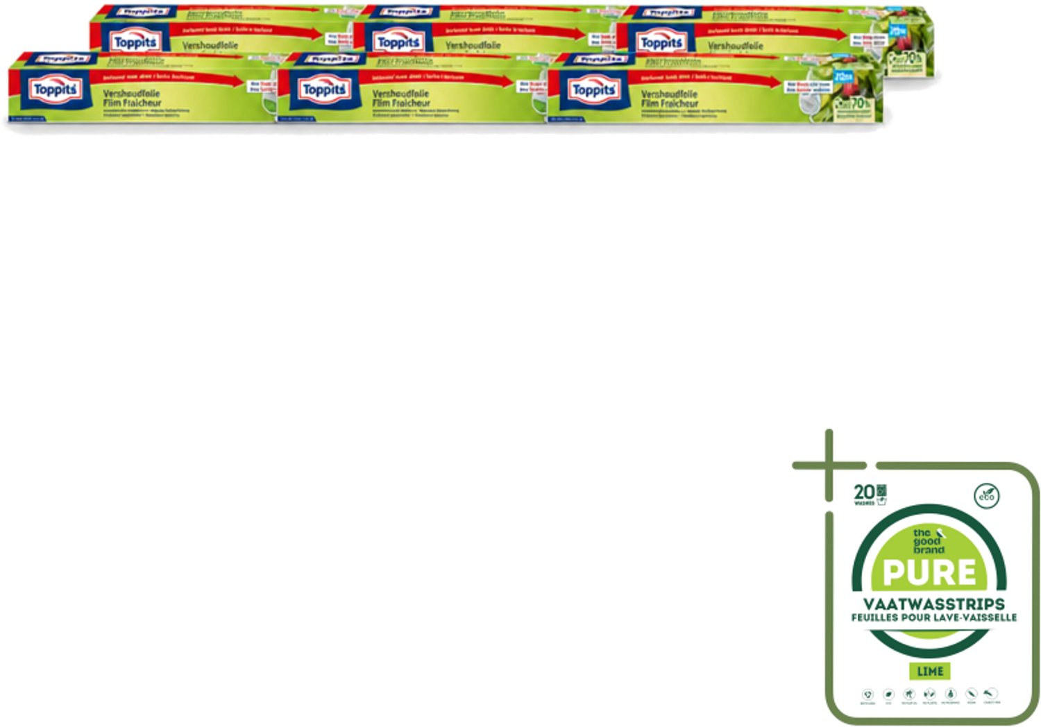 6 x Toppits – Vershoudfolie – 32,5 cm × 20 m - Grootverpakking - Vaatwasstrips - Vershoudfolie - Eetvoedingsproducten - Eten Bewaren - Geurverspreiding - Smaakbehoud