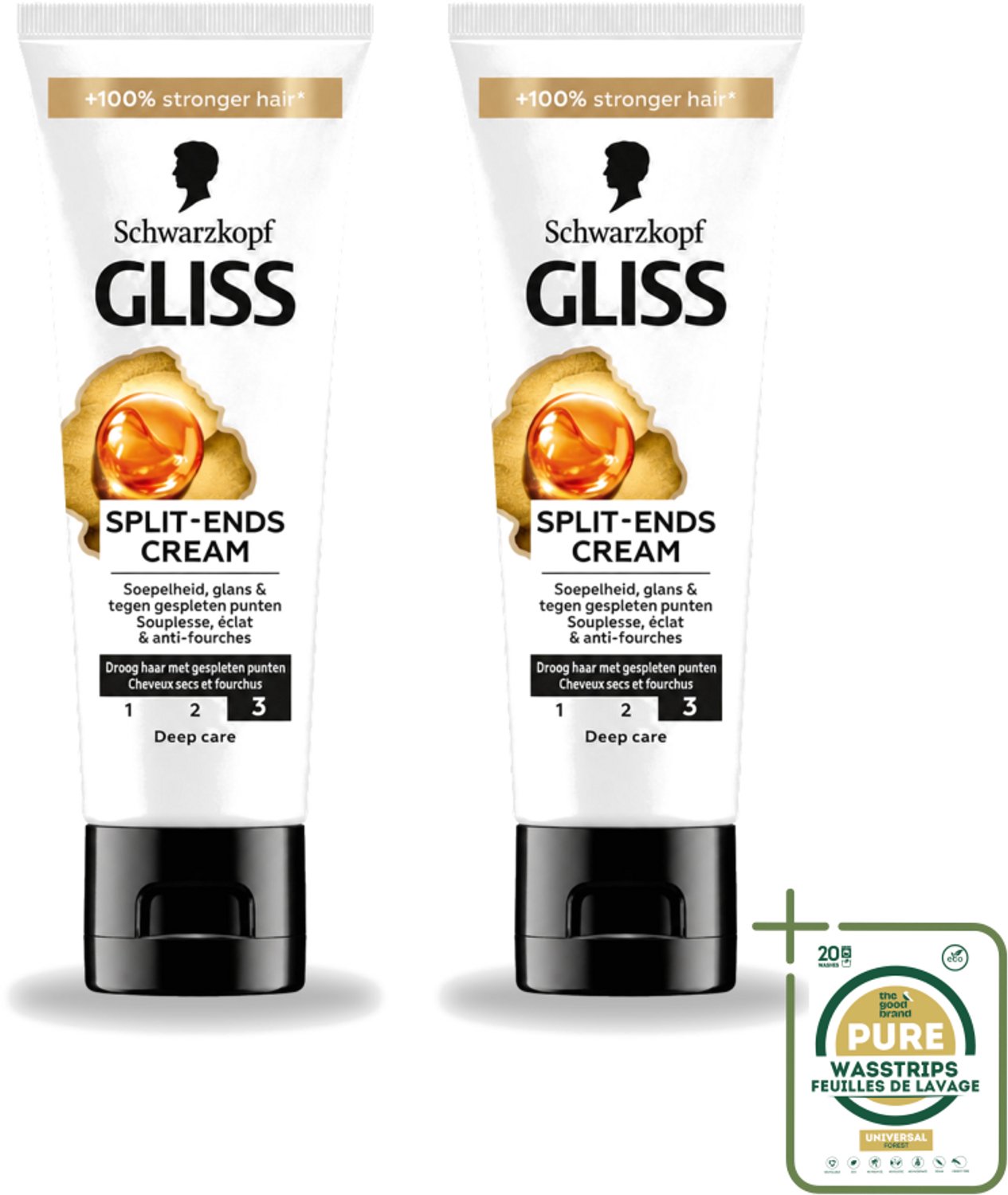 2 x Gliss - Split-Ends Cream - Tegen Gespleten Haarpunten - 50 ml - Wasstrips - Gespleten Haarpunten - Haarverzorging - Haarstructuur - Haarbreuk - Haarversterking