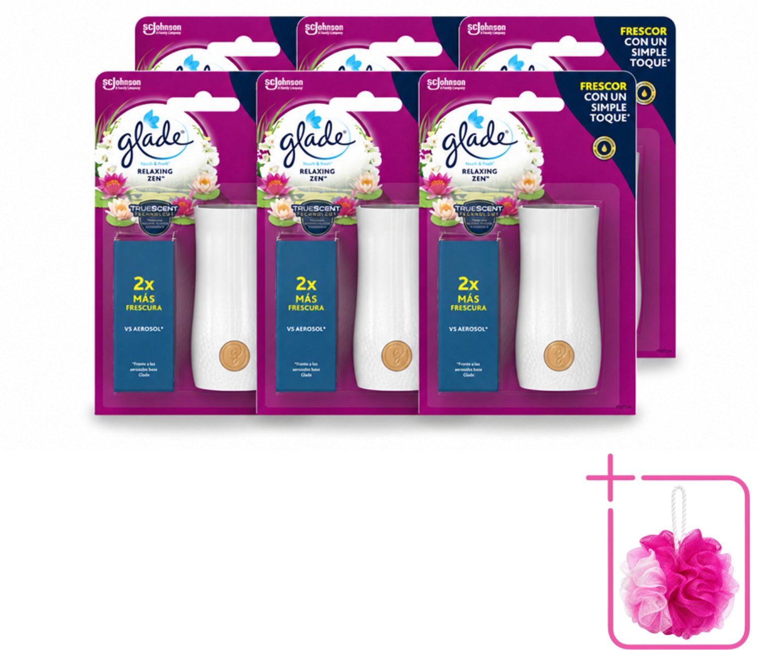 6 x Glade - Touch & Fresh - Relaxing Zen - 10 ml - Bulkverpakking - Ontspanning - Douchemop - Frisse geur