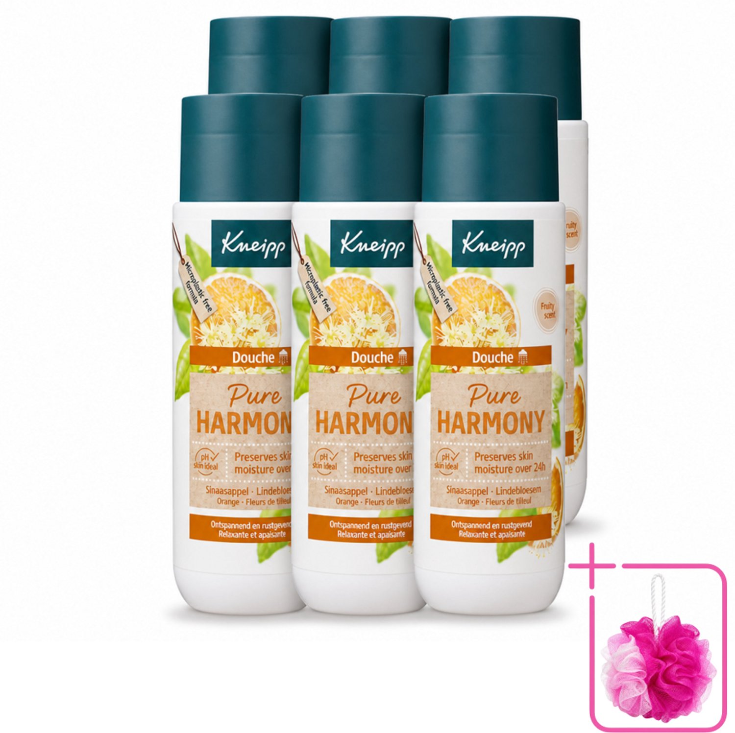 6 x Kneipp - Douchegel - Oranje lindebloesem - 200 ml - Bulkverpakking - Douchegel - Douchemop - Natuurlijke reiniging