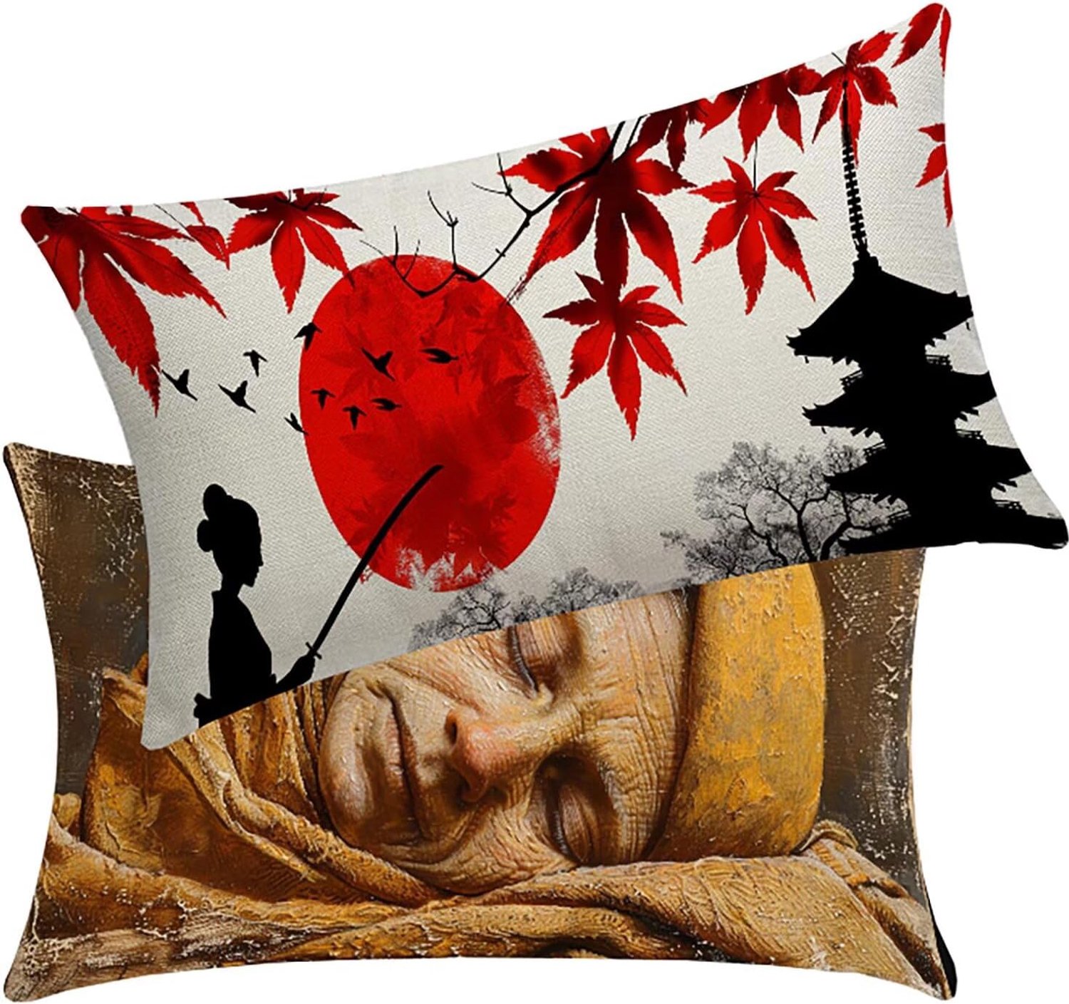 Buitenkussen, waterdicht, schoonheid, 2 stuks, voor bank, dames, 40 x 70 cm, linnen, dubbele naden, versterkt, kussensloop voor bank, boerderij, huis, decoratief, woonkamer, tuin, cadeau voor dames
