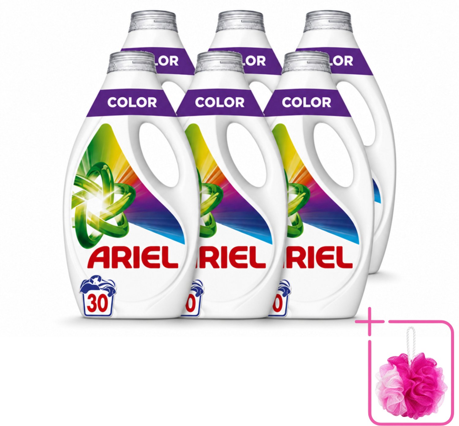 6 x Ariel - Vloeibaar Wasmiddel - Color - 30 Wasbeurten - 1350 ml - Bulkverpakking - Kleurbehoud - Douchemop - Vlekverwijdering